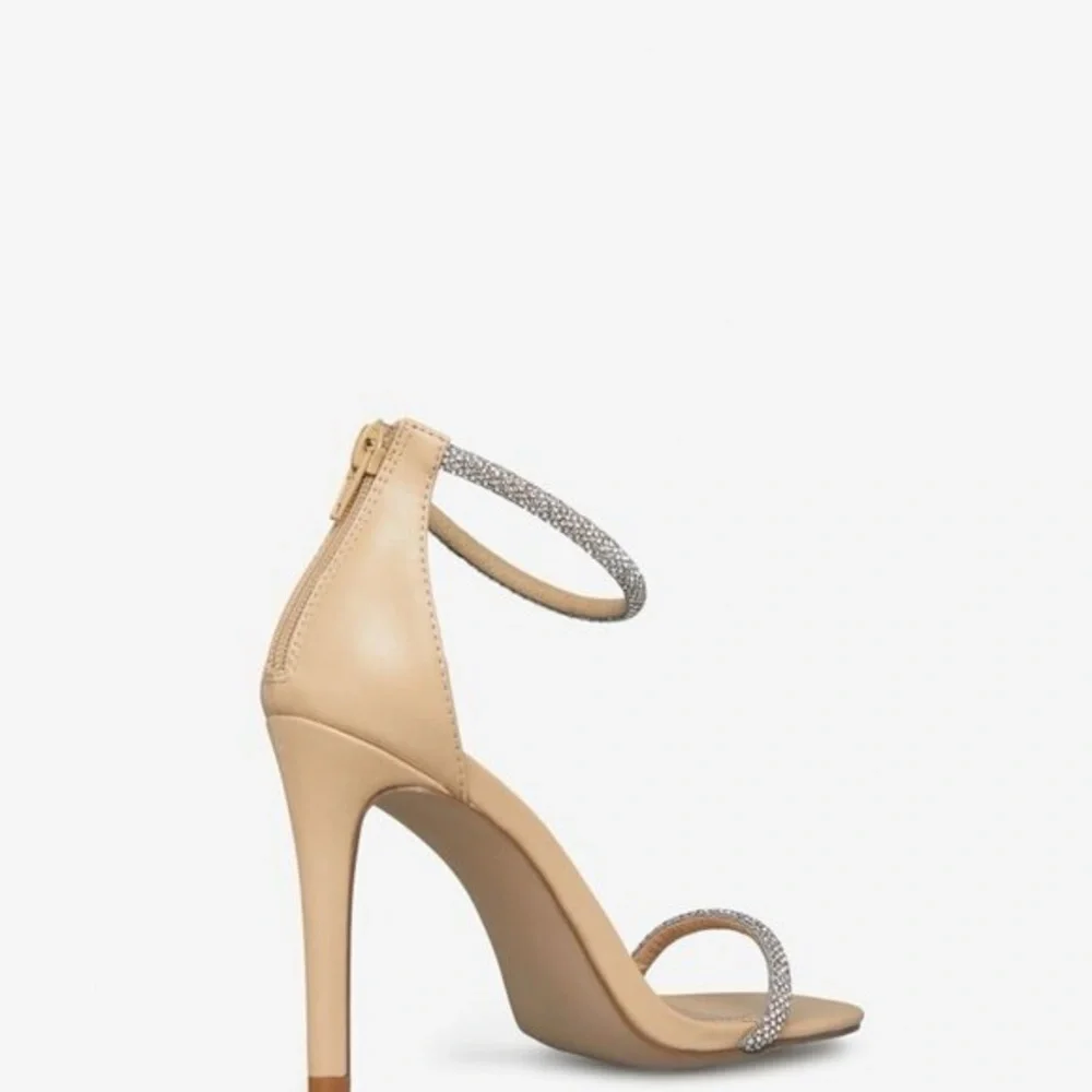 Shoe Dazzle Alexxia Dress Sandals Stiletto Heels with Rhinestone Straps Size 12 - Picture 3 of 9